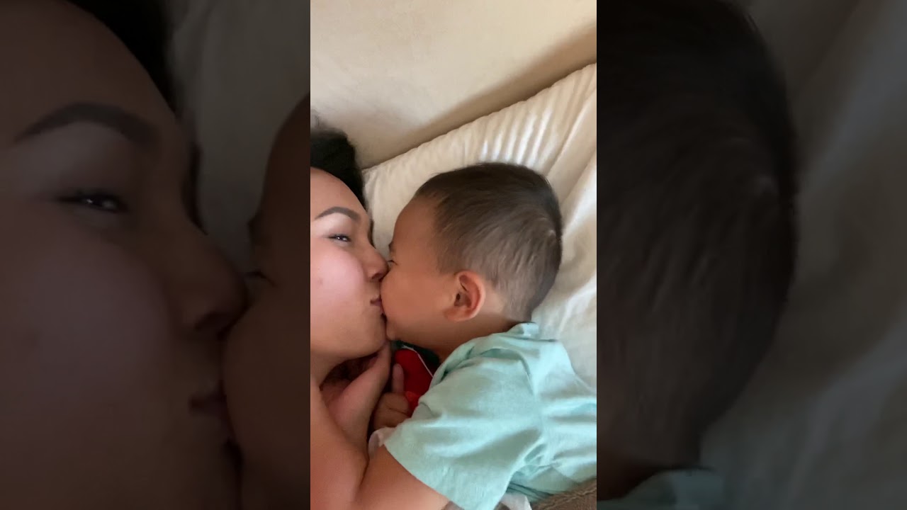 Avery gives mommy kisses