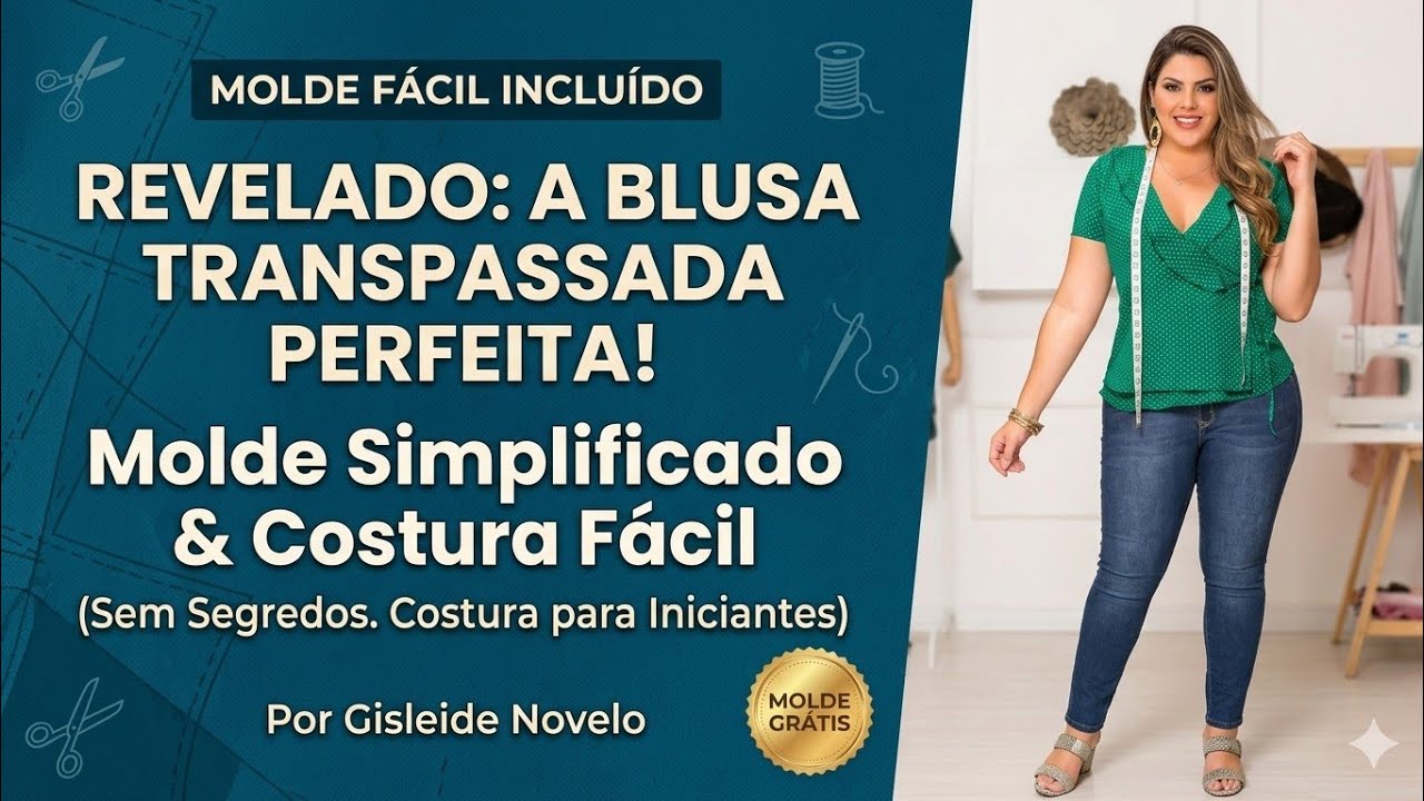 🔋DIY Como fazer Blusa Transpassada com Modelagem Fácil _Costura fácil para iniciante Gisleide Novelo