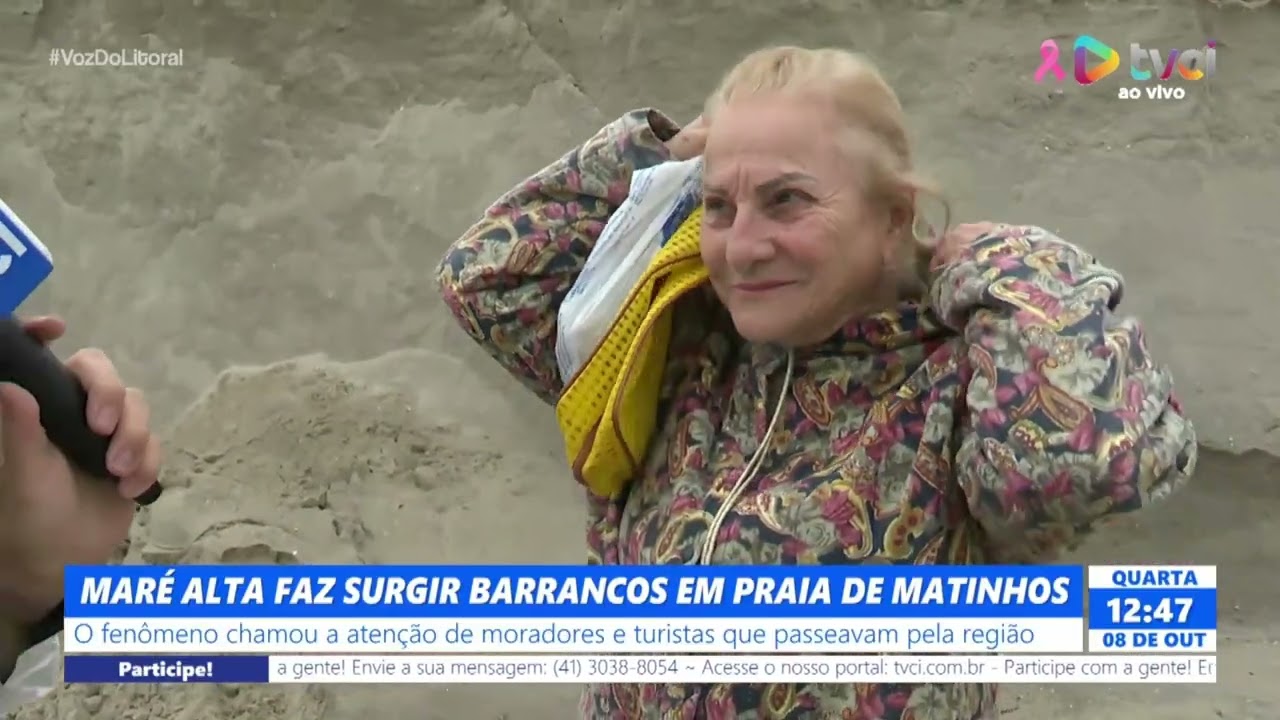 MARÉ ALTA FAZ SURGIR BARRANCOS EM PRAIA DE MATINHOS