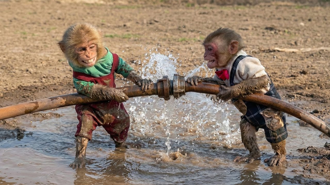 So Funny!Monkey Bon & Moon Get Trouble With Broken Water Pipe &ndash; Can Bon Fix It? 🤣