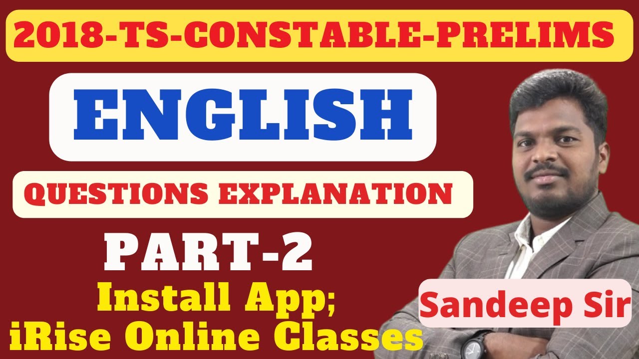 2018 TS Constable Prelims Previous Year English Questions Part-02