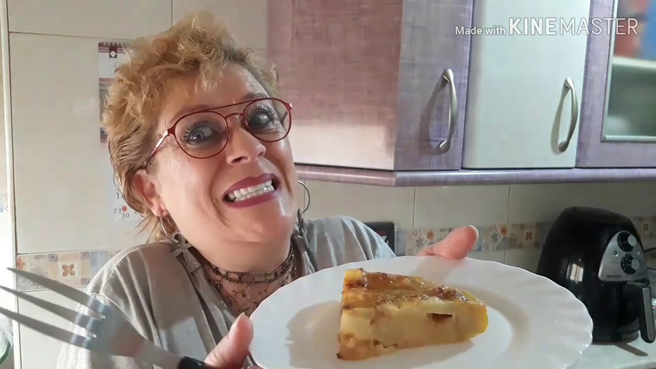 TORTILLA DE PATATAS ESPAÑOLA CON CEBOLLA EN FREIDORA SIN ACEITE