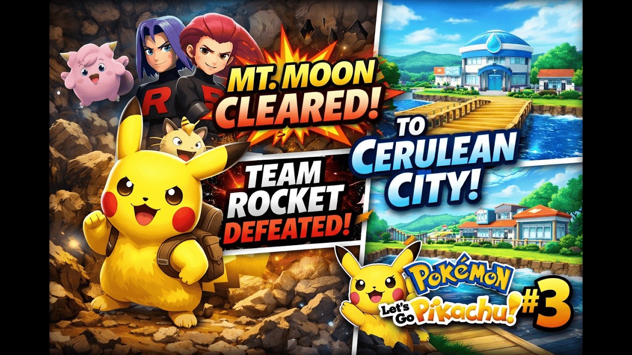 Mt. Moon Madness! 💥 Defeating Team Rocket & Reaching Cerulean City | Pokémon Let’s Go Pikachu
