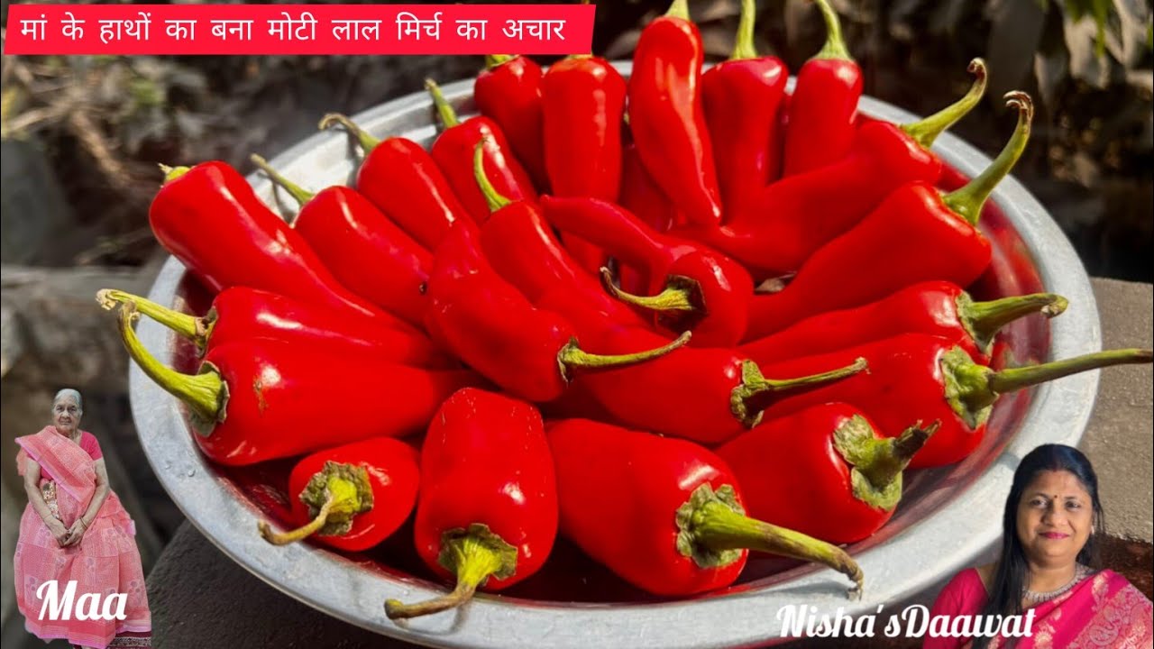 मां के हाथों का बना मोटी लाल मिर्च का भरवां अचार | Red Chilli Pickle  | Stuffed Red Chilli Pickle 