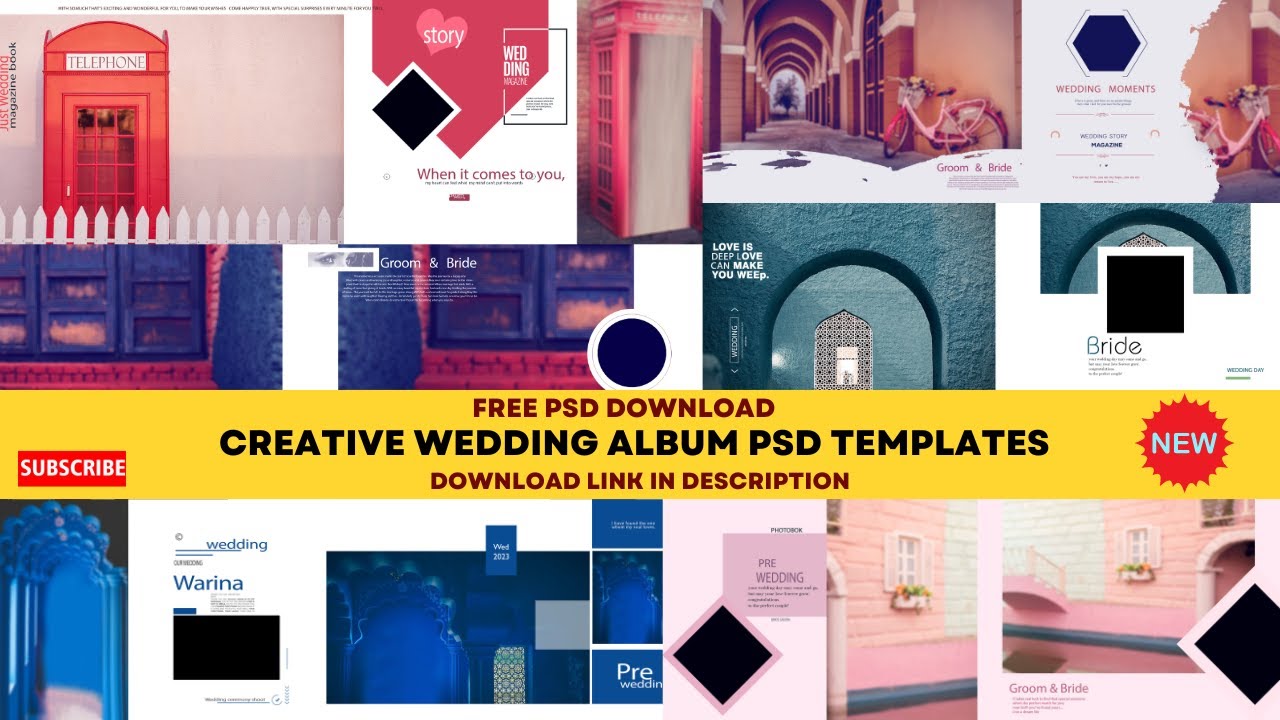 Wedding Album Free PSD l Creative Design l Free Download l12x36 l Wedding Album Design in Photoshop