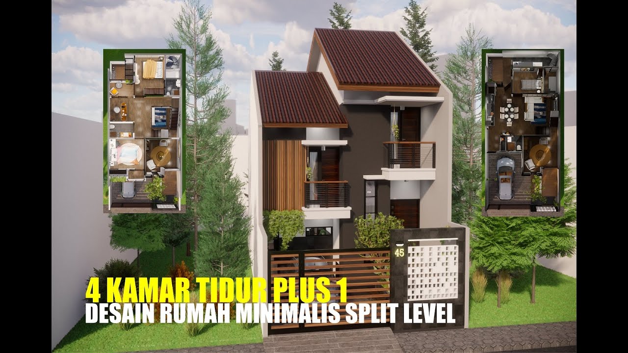 DESAIN RUMAH SPLIT LEVEL | 7x15 | 4 KAMAR TIDUR