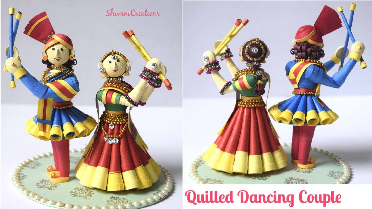 Quilling Dancing Couple/ Quilled Garba Couple