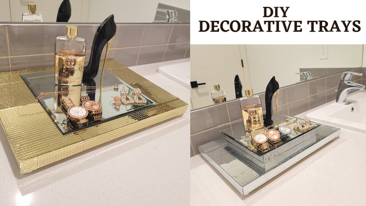 DIY DECORATIVE TRAYS !! Make your own Mirrored Tray #DIYTRAY #DIYmirroredray