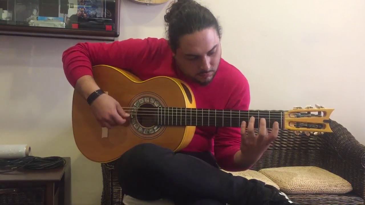 Seve playing his Ebony fretboard Andalusian Marcelo Barbero guitar (Solea)
