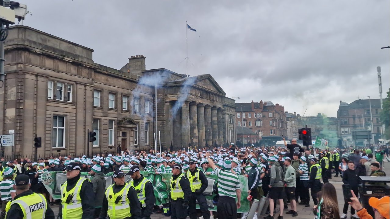 Epic Celtic Fans March To Hampden For Scottish Cup Final Against Aberdeen