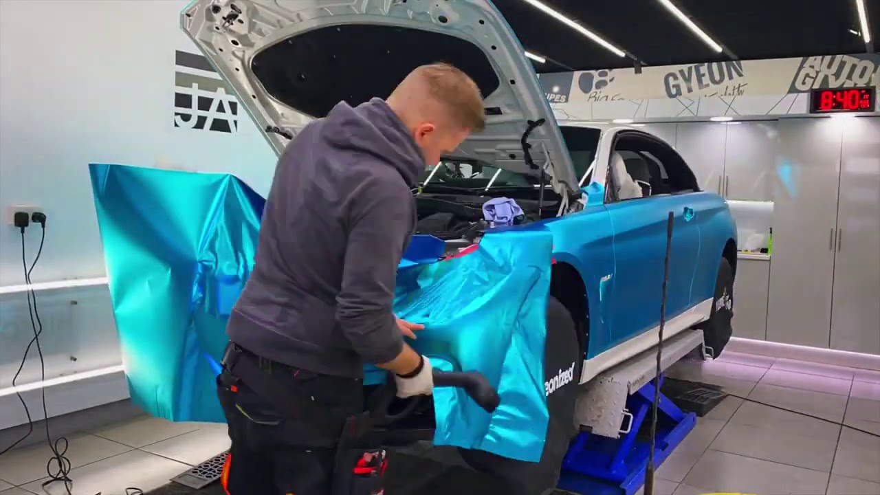 Hexis Satin Chrome Light Blue Full Car Wrap