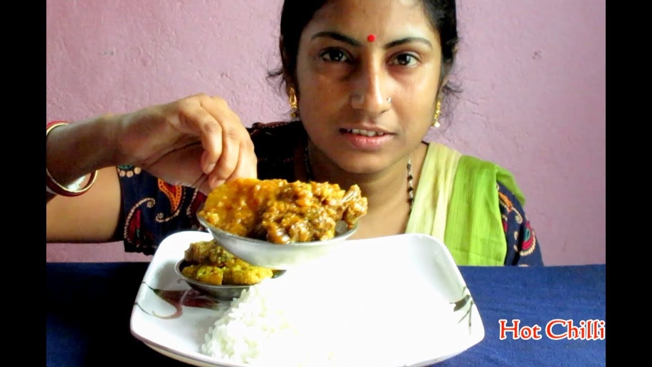 Eating Matton, Fish Curry With Rice || Hot Chilli