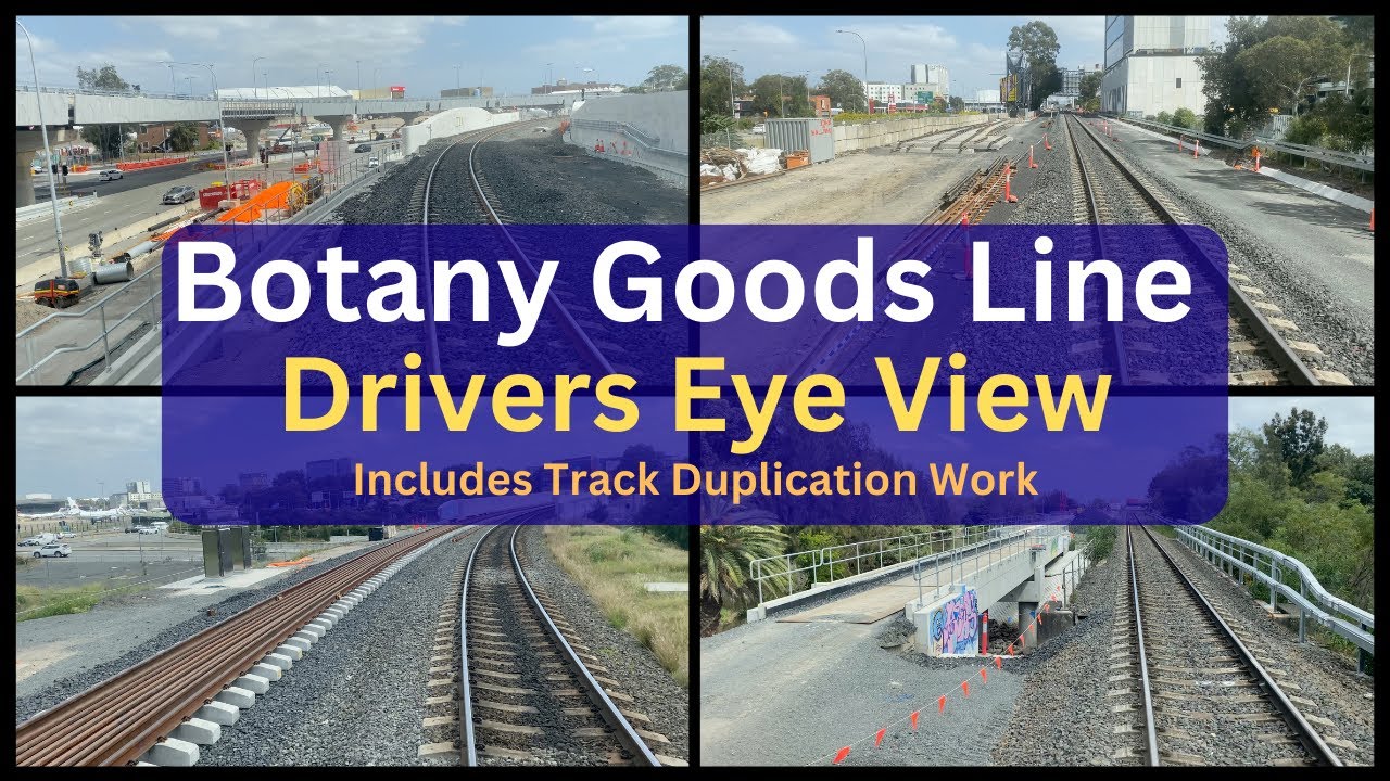 Botany Bay Goods Line - Drivers Eye View with commentary. Includes Botany Rail Duplication project.