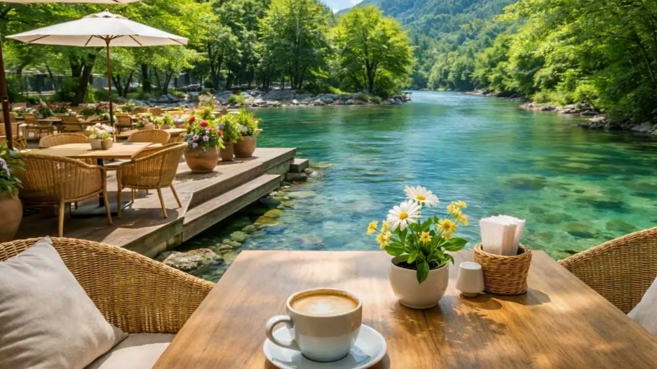 2 Hours Lofi Beats for Study & Work | Riverside Café Ambience + River Sounds (No Vocals)