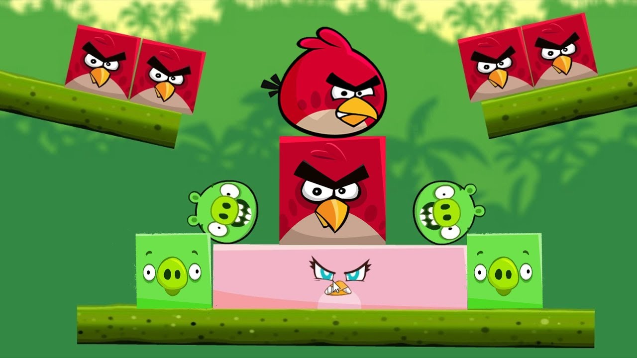 Angry Birds Kick Piggies - KICK ALL SQUARE BIRDS WITH RECTANGLE STELLA!