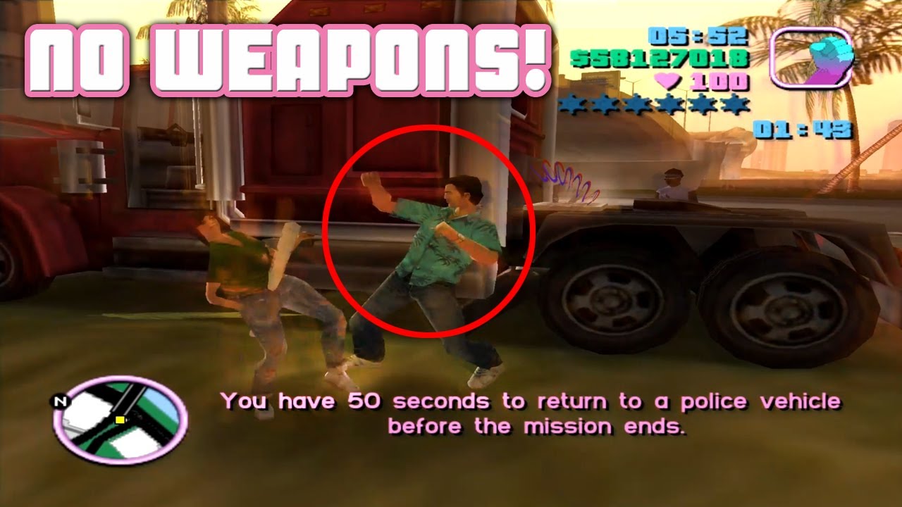 Start With No Weapons / Vigilante Levels 1-12 / GTA Vice City