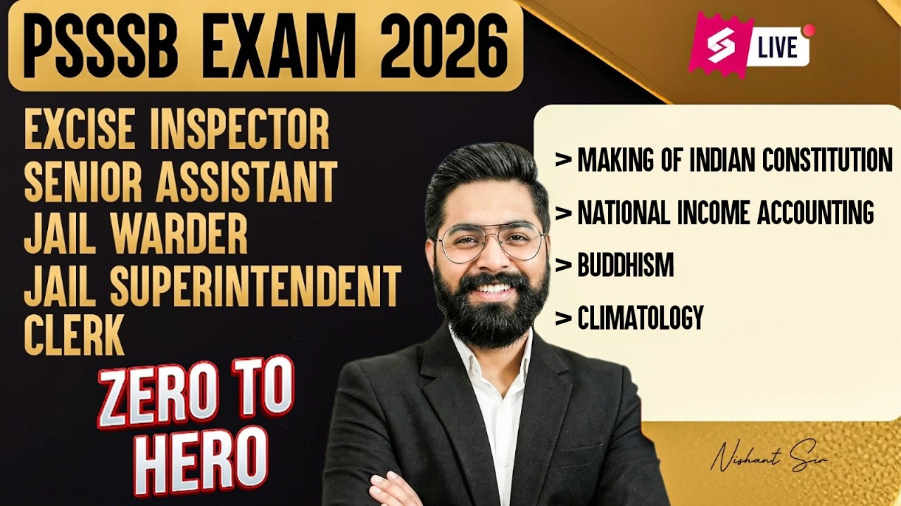 PSSSB Excise Inspector Preparation, Clerk, Jail Warder 2026 | GK/GS Class | Imp Topics