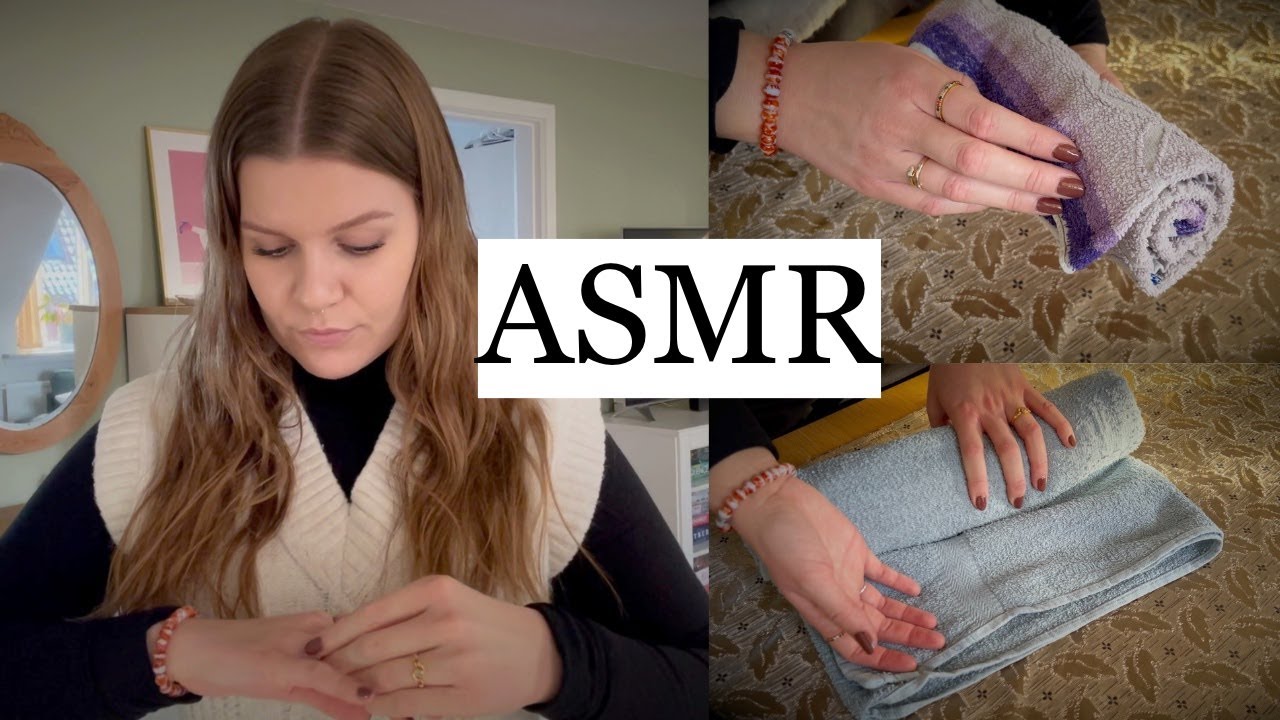 ASMR | Relaxing Towel Folding (whispering, scratching, slow movements)
