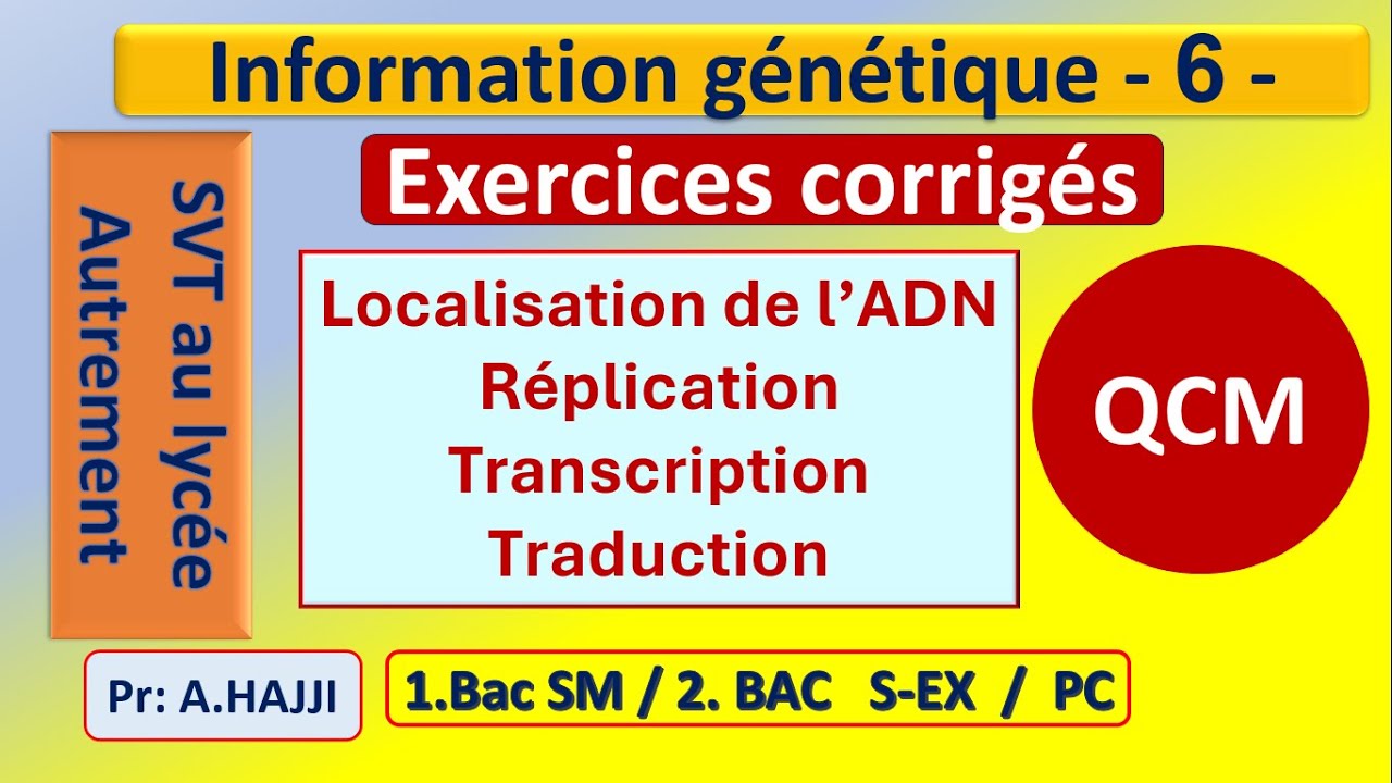 Exercices QCM corrigés sur l'information génétique