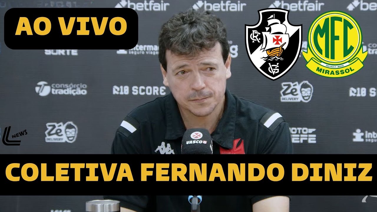 COLETIVA FERNANDO DINIZ AO VIVO - MIRASSOL 2 X 1 VASCO DIRETO DO MAIÃO - ENTREVISTA DINIZ AO VIVO