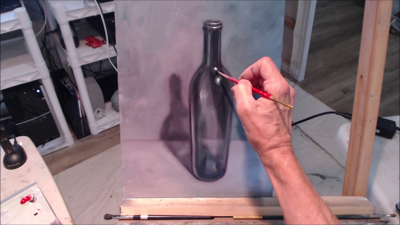 How to Paint a Dark Glass Bottle | Oil Painting Lessons | Painting With Professor Houck