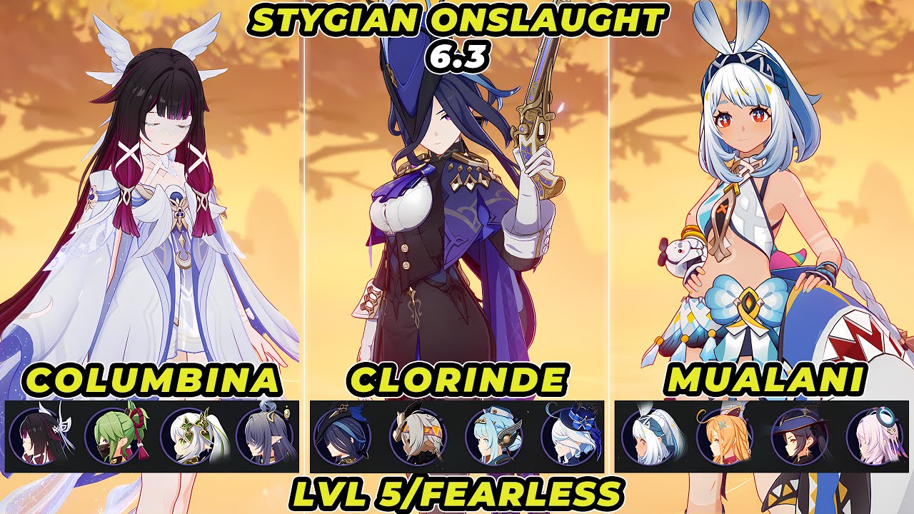 Stygian Onslaught 6.3 Lv 5 FEARLESS Clear! | Columbina, Nahida & Mualani Dominate | Genshin Impact