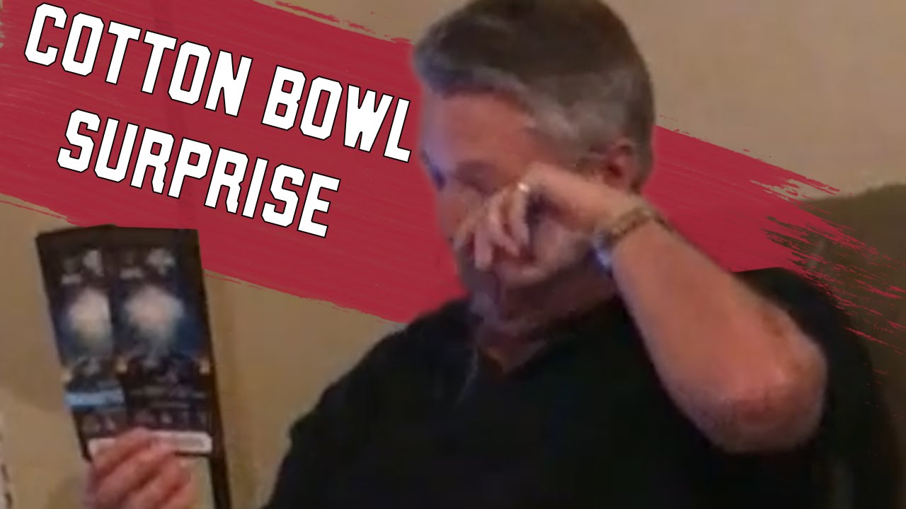 Father tears up when kids give him Cotton Bowl tickets for Christmas