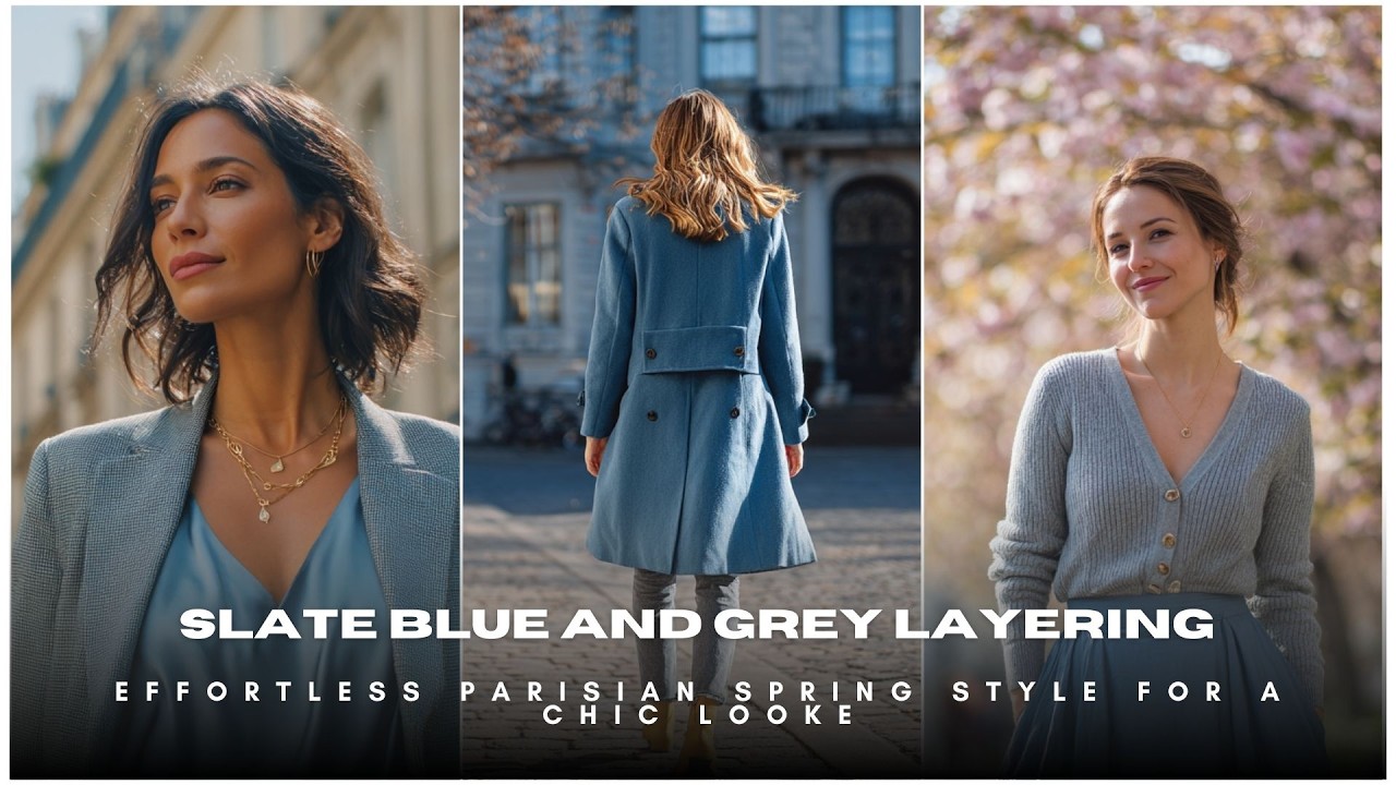 🌫️ How to Layer Slate Blue and Grey 🏙️ Effortless Parisian Spring Style for a Chic Look