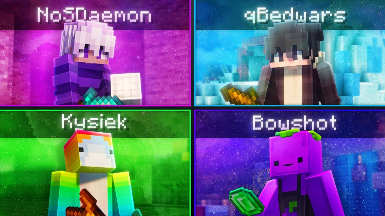 Bedwars 1v1v1v1 vs qBedwars, Bowshot & Kysiek