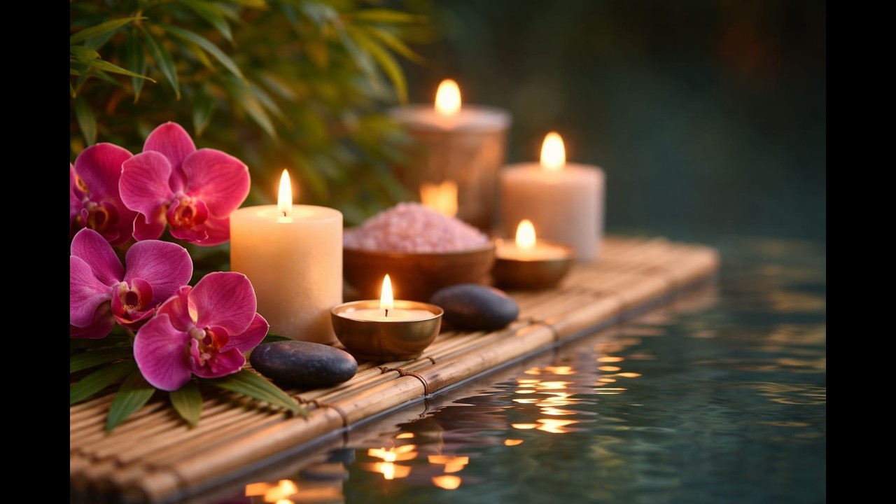 Zen Garden Water Sounds & Floating Candles: Relaxing Music for Stress Relief