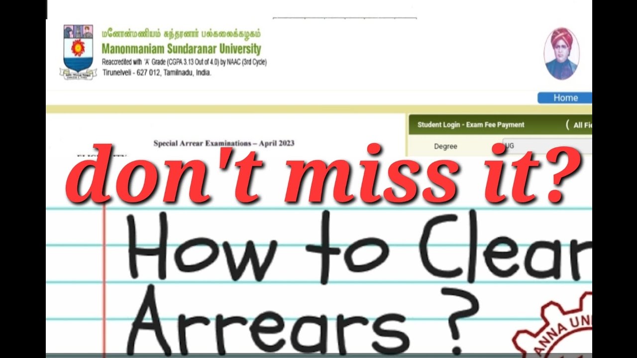 Ms University spacial arrears exam/msu exam details
