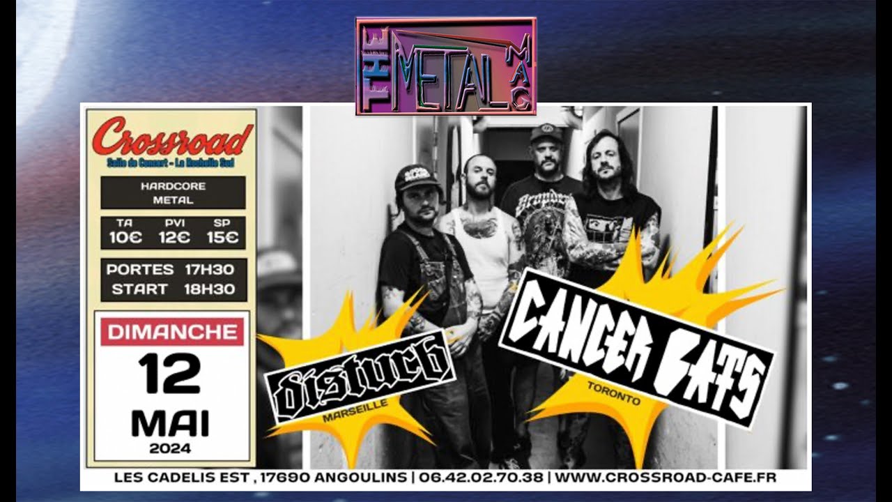 Disturb and Cancer bats live at Crossroad Café in Angoulins France on the 12th May 2024.