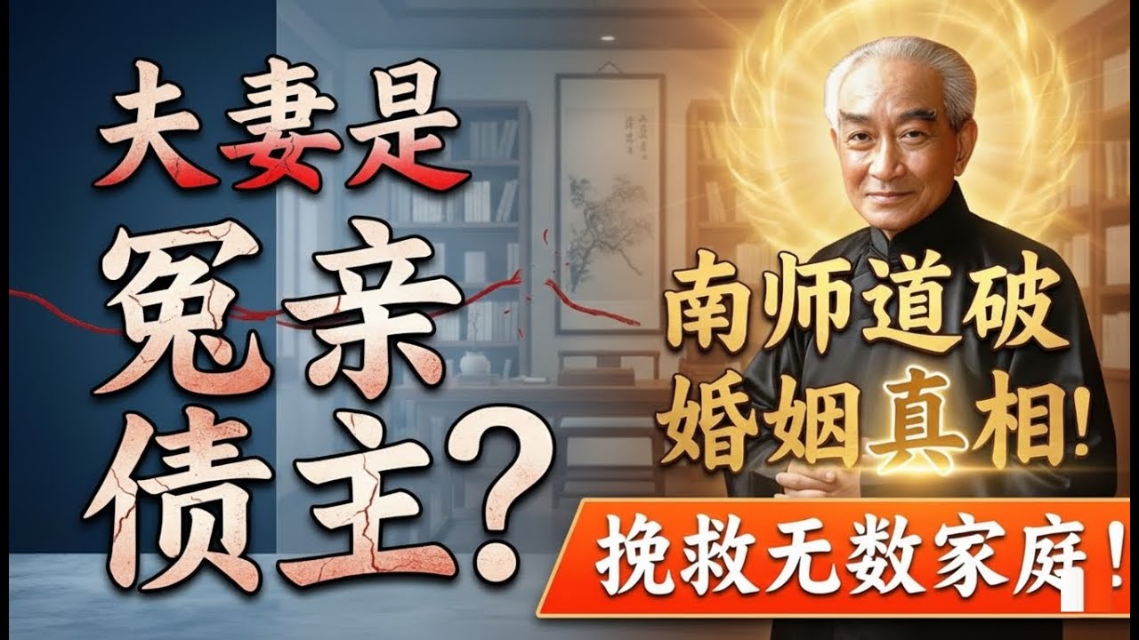 夫妻是冤亲债主？南怀瑾大师一语道破婚姻真相，救了无数家庭！#南怀瑾 #南师智慧#易经 #国学 #佛法 #夫妻#关系亲债主 #婚姻经营 #事业低谷 #改命 #转运#布施 #忍辱 #因果 #财富