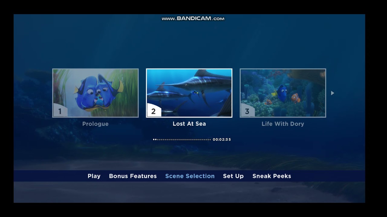 Finding Dory Blu ray Main Menu Walkthrough