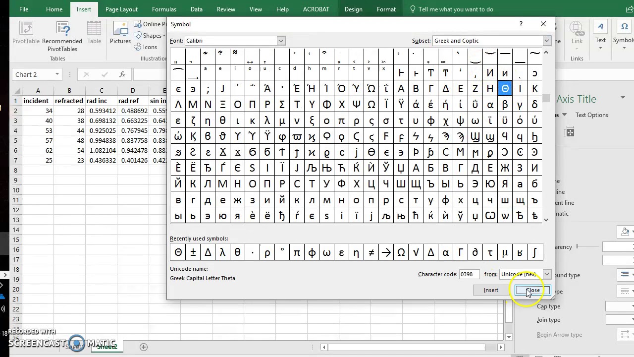 Snell's Law How To Graph in Excel