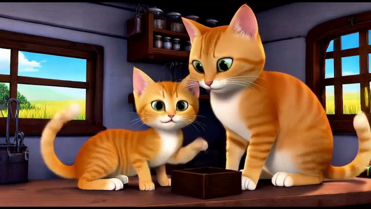 Mama Orange Tabby’s Magical Autumn Adventure with Her Curious Kitten! 🍂🐱✨
