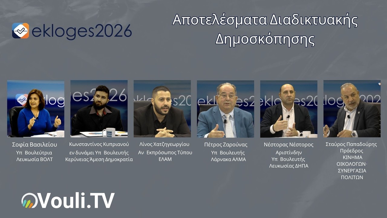 Ekloges2026 – Αποτελέσματα Διαδικτυακής Δημοσκόπησης Vouli.TV | Παρασκευή 27/02 στις 7μμ