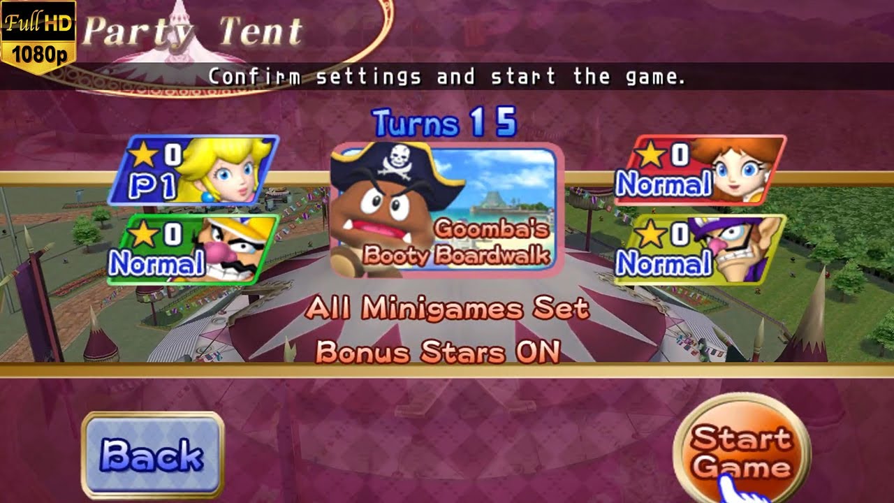 Mario Party 8 - Battle Royale - Goomba's Booty Boardwalk - Wario vs Waluigi vs Peach vs Daisy