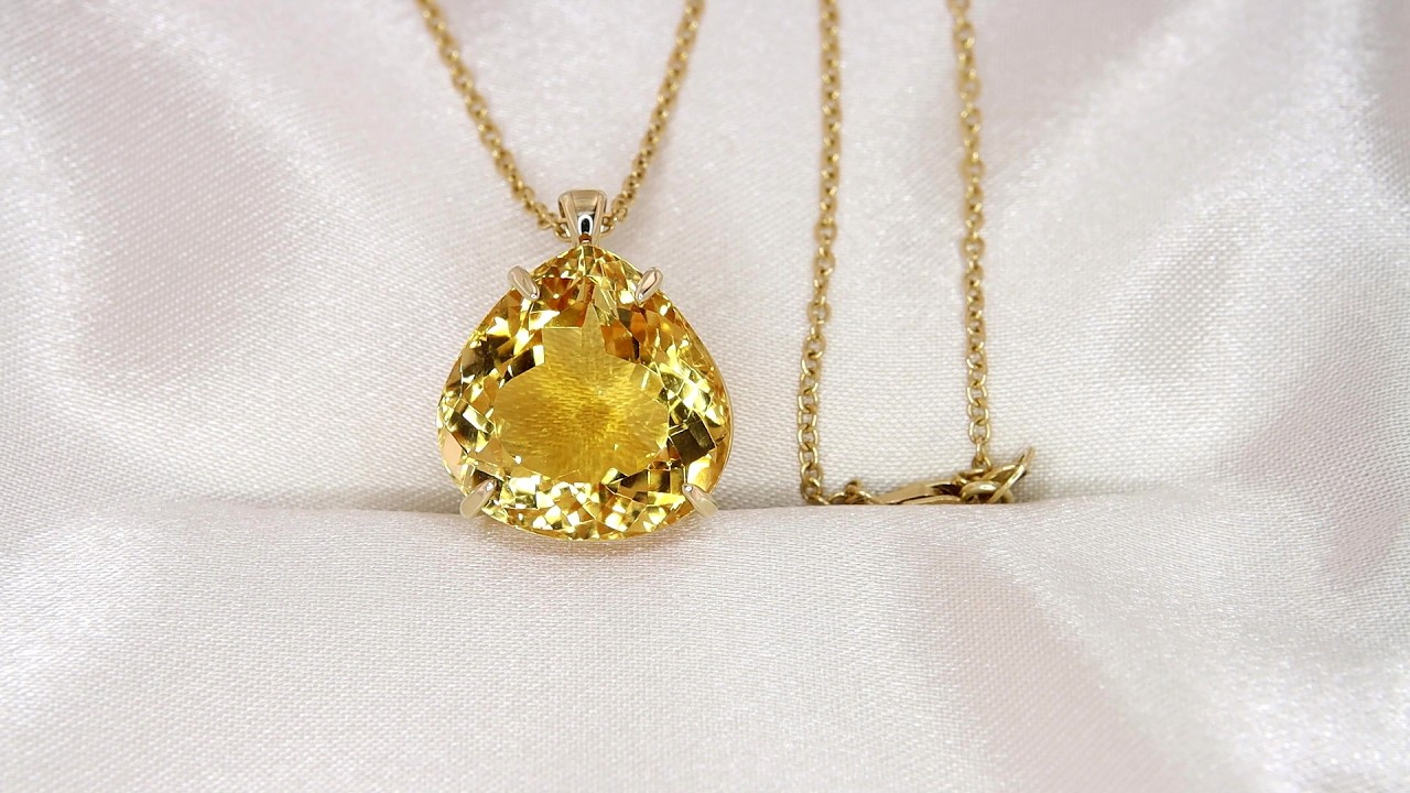 Pendente Victoria in oro 9kt con Quarzo Citrino 20.77 ct
