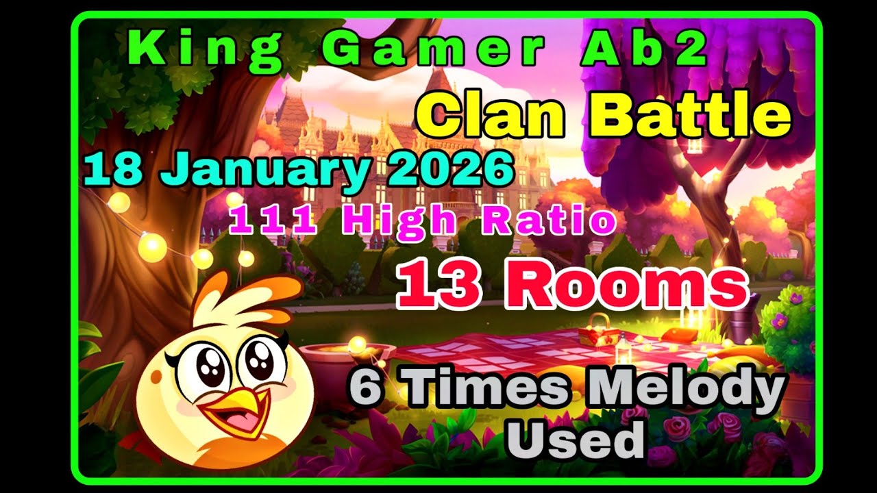 Angry birds 2 clan battle today (18 jan 2026) (111 high ratio) (6 Time melody use) (easy gameplay)