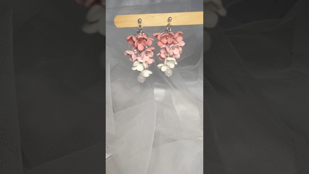 Polymer Clay Floral Dangle Earrings 🩷🤍✨| Handmade Jewellery #craft #diy #clay #polymerclay