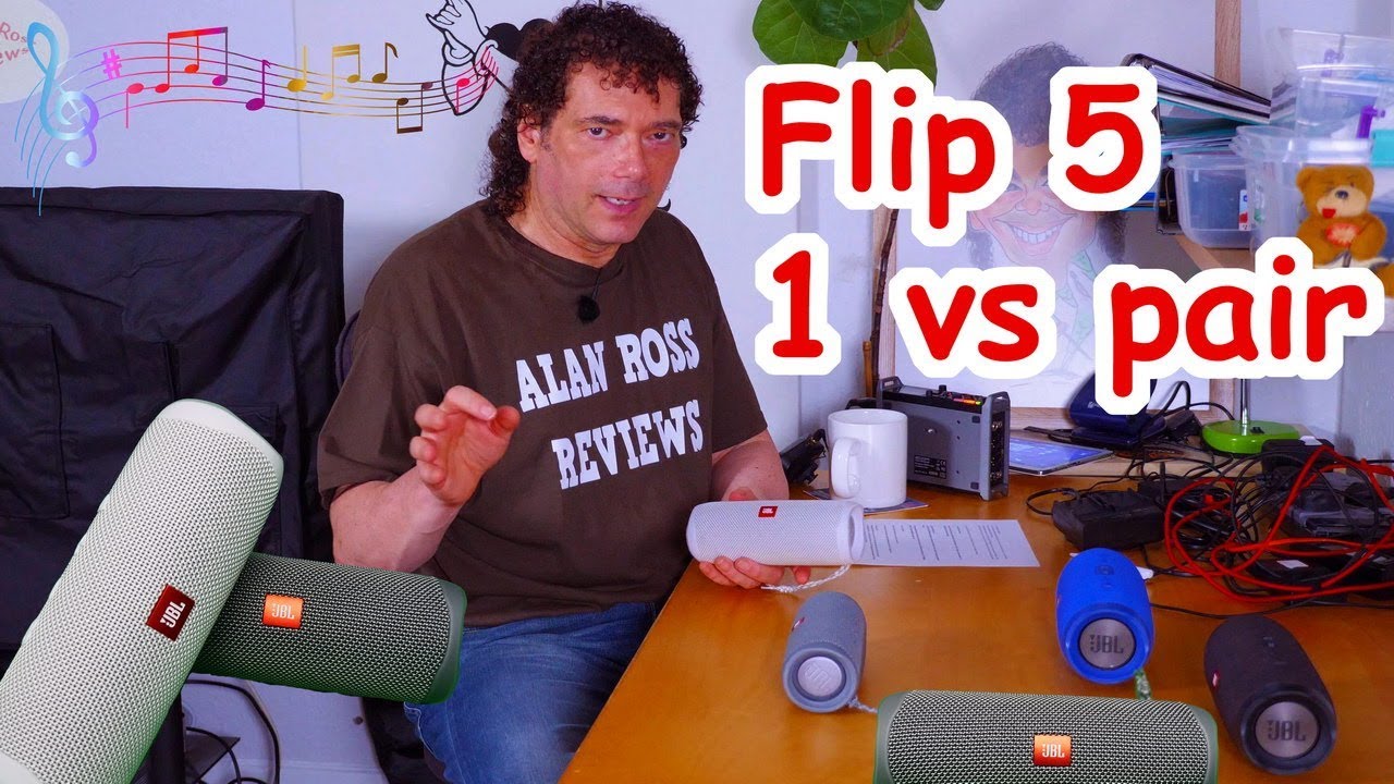 JBL Flip 5 single (mono) vs stereo pair - sound and bass test - vs Charge 3