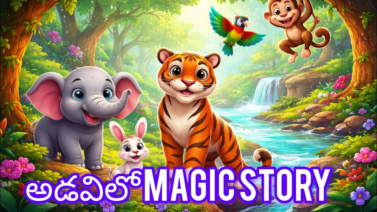 A magical forest, cute animals & a beautiful lesson 🌳🐯✨Watch till the end! #stories #telugustories 