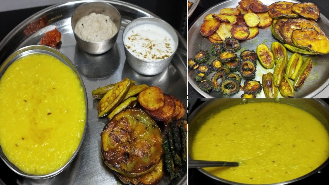 Aaj   बनाई  मूँगदाल khichdi और  बंगाली  आलु, बैंगन, पडवल और करेला bhaja  सरसो के तेल में.......