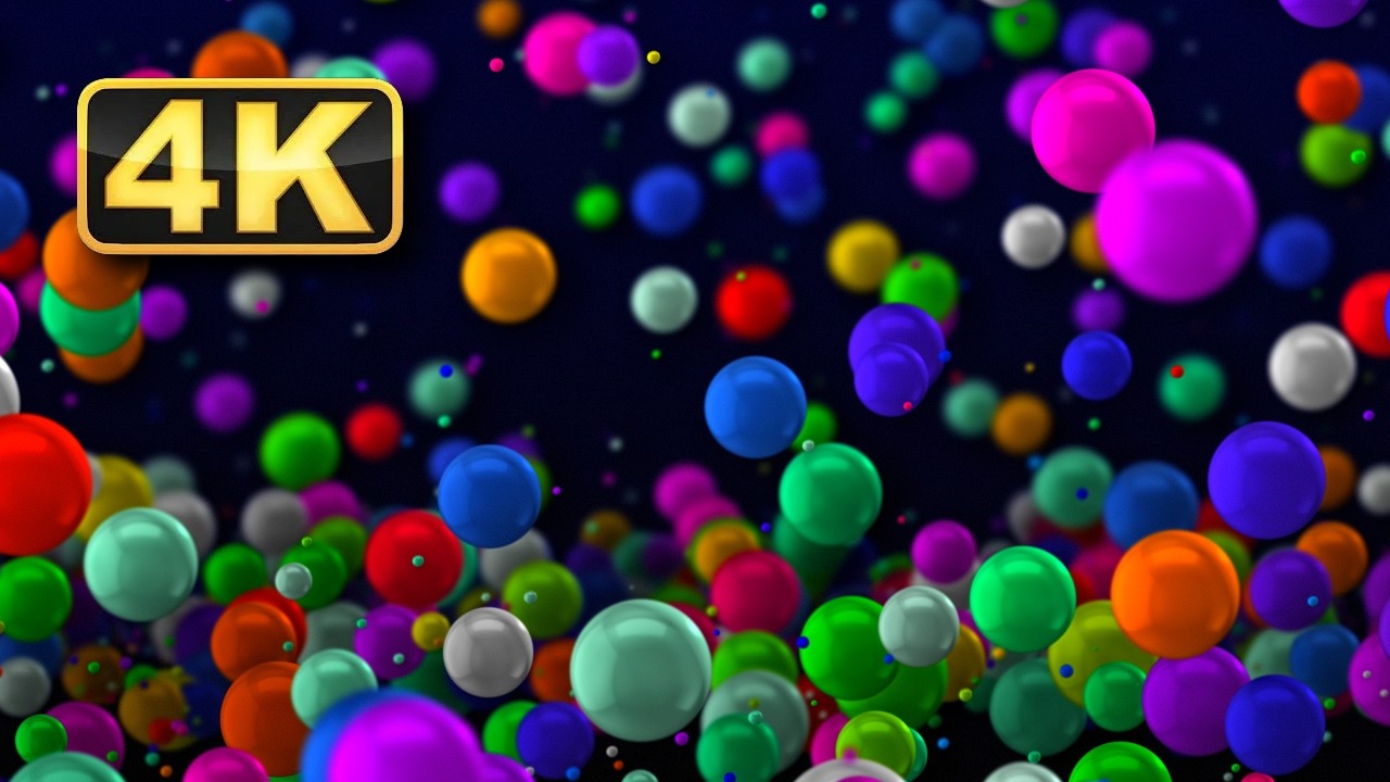 4K Colorful Falling Balls with Relaxing Music. Abstract Video! 1 Hour Satisfaying Video for Relaxing