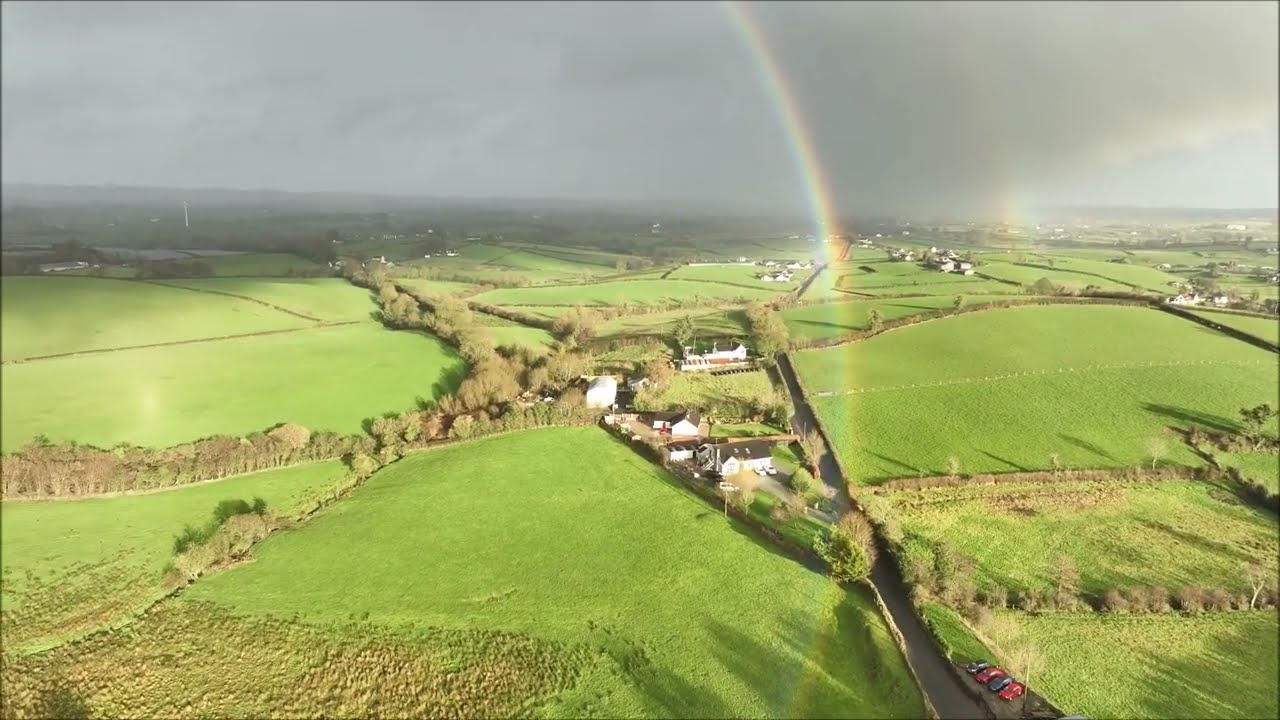 Rainbow On The Fields - Cookstown Feb 19th 2026 Drone View