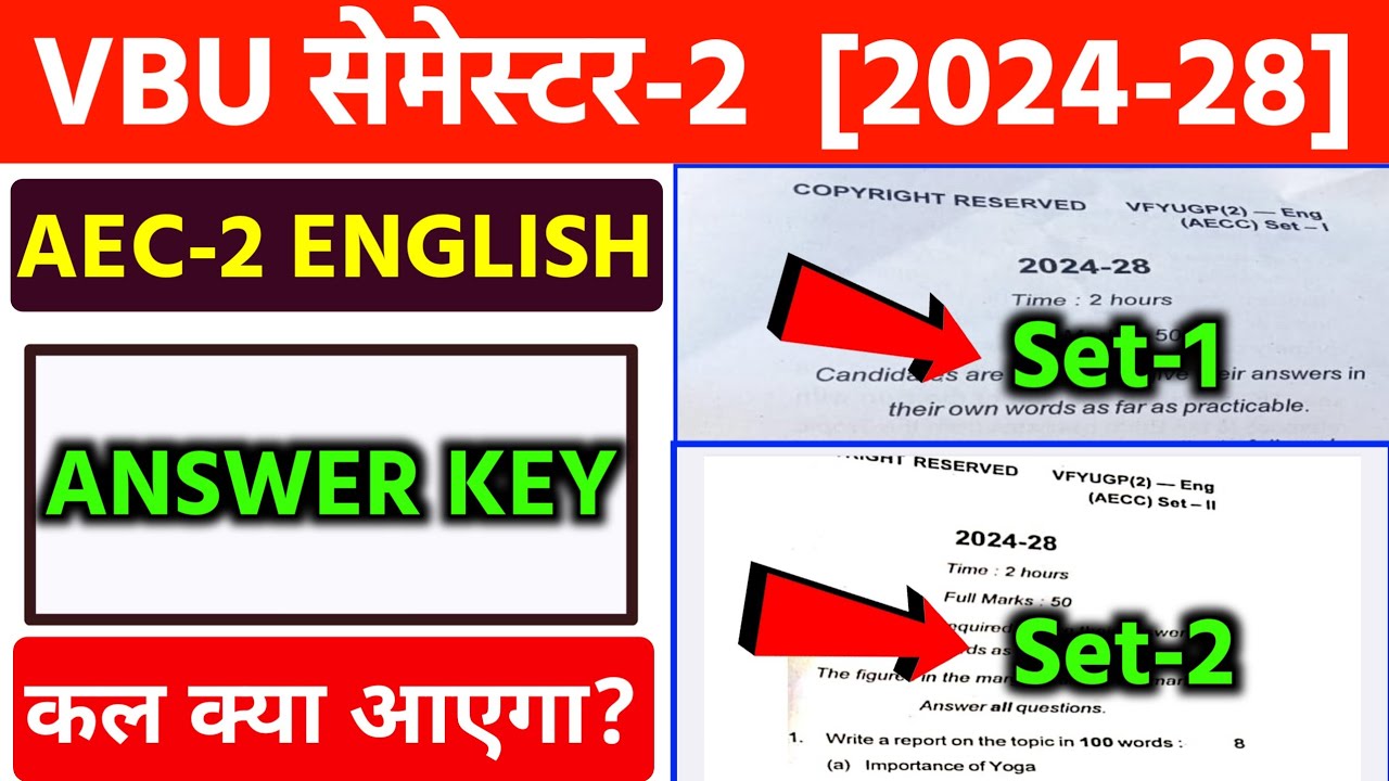 VBU Semester-2 AEC 2 English Set-1 Set-2 Analysis 2025 l What will come tomorrow 😱