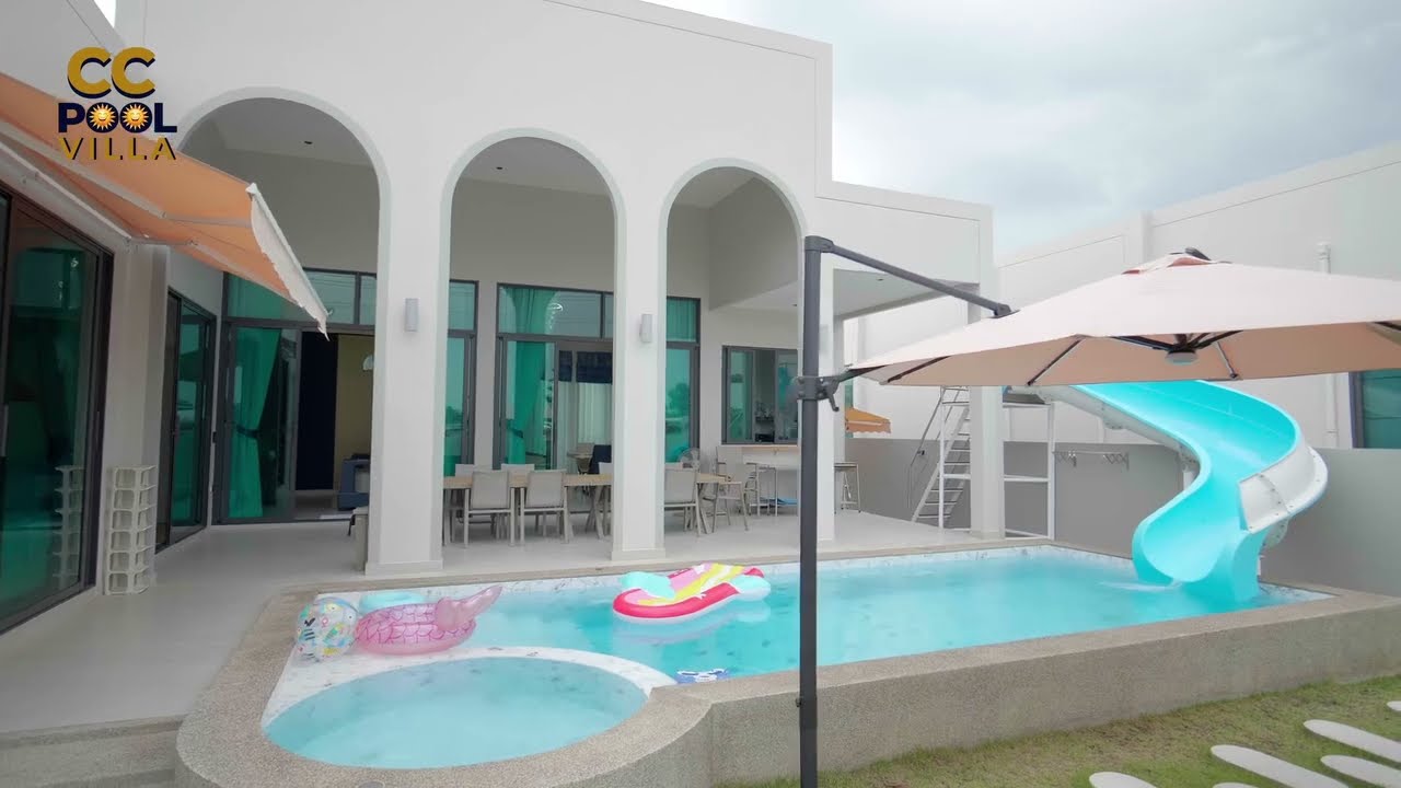 พูลวิลล่าชะอำ  พลูวิลล่าใกล้ทะเล ราคาถูกใหม่ใหญ่สะอาดมีของเล่นเด็ก CC POOL VILLA