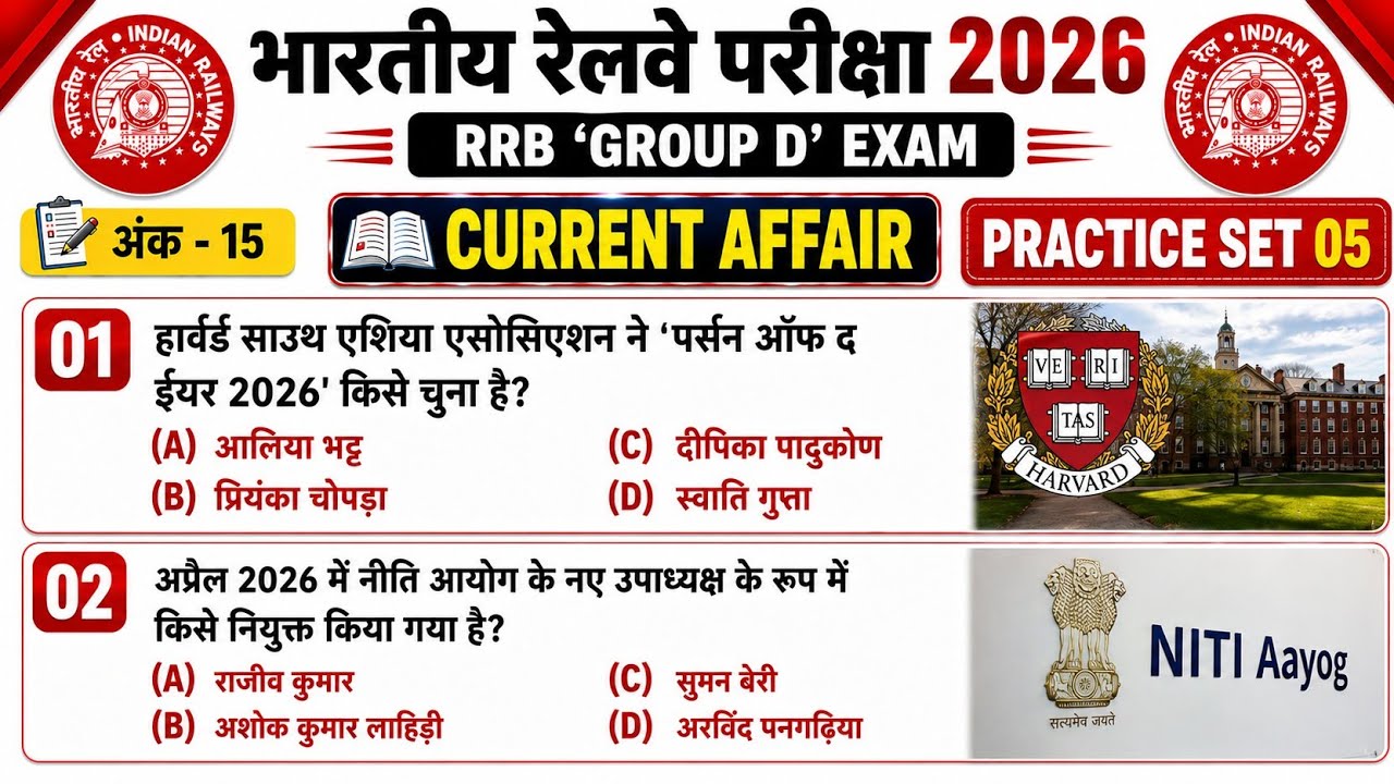 RRB Group D Exam 2026 | Top 100 Current Affairs for Group D 2026 | Railway Group D Current Affairs