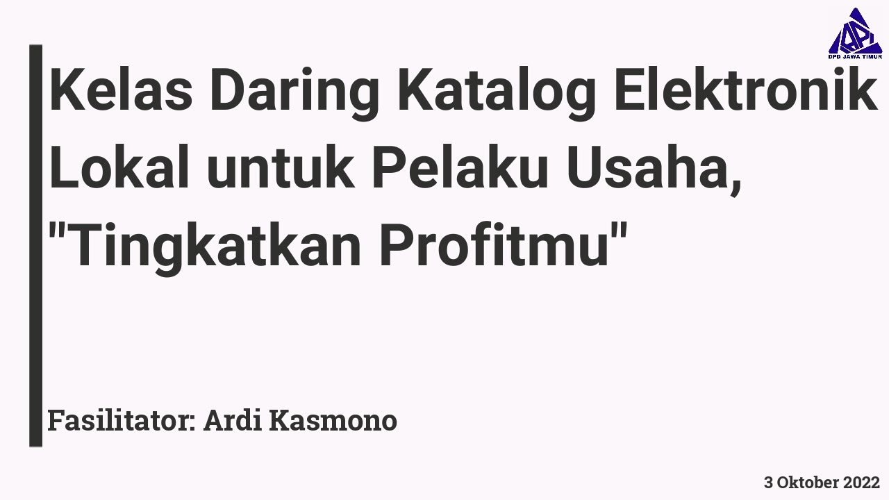 Katalog Elektronik Lokal untuk Pelaku Usaha, 